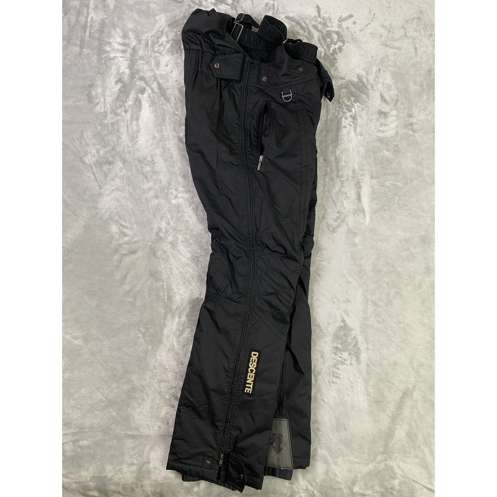 Vintage 80s Descente Ski Bib Men 34 Black Insulated Overalls Gold Alpine Retro - Picture 6 of 16